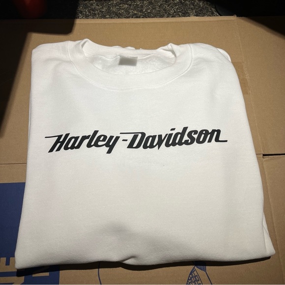 Harley Davidson Inspired NEW white crewneck sweater - Picture 1 of 2
